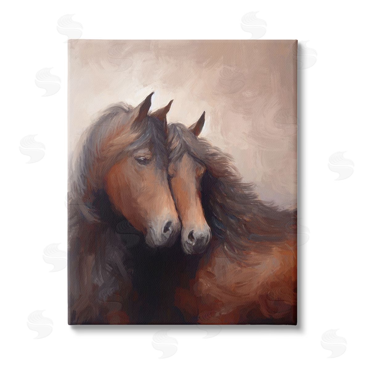 Ramona Murdock Brown Cuddling Stallions Stretched Canvas Wall Art Print