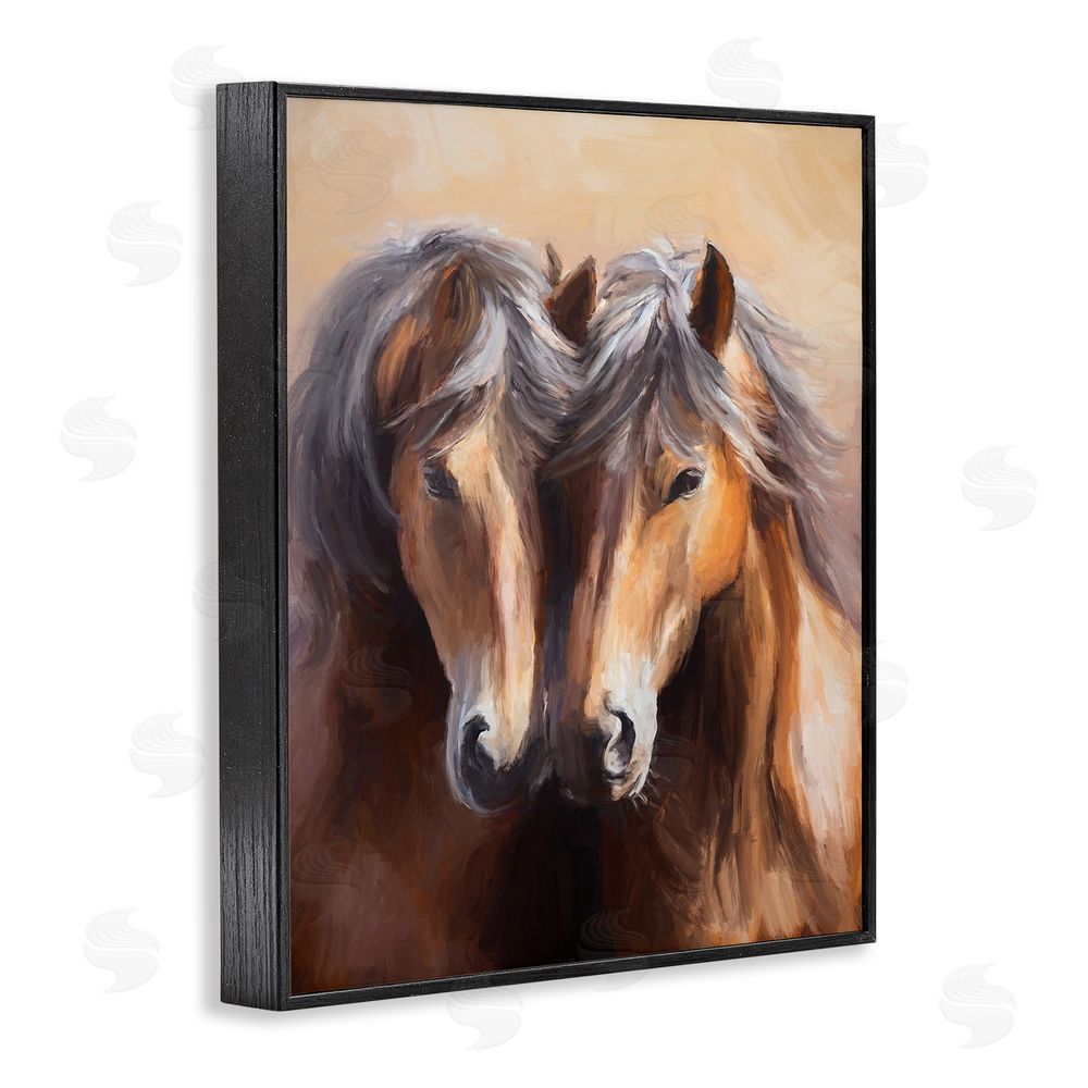 Ramona Murdock Horse Twins Hugging Black Framed Giclee Wall Art Print