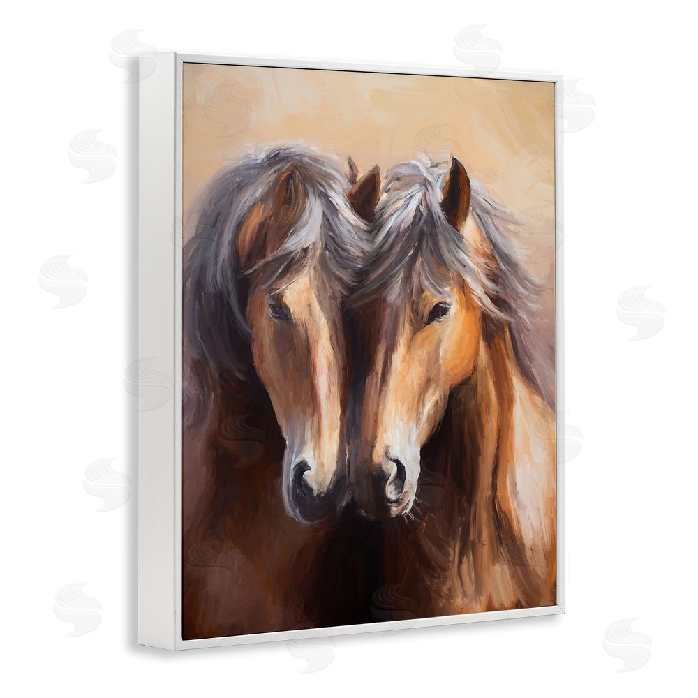 Ramona Murdock Horse Twins Hugging White Framed Giclee Wall Art Print