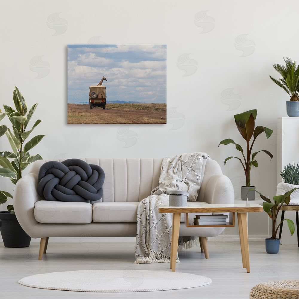 Marilyn Parver Giraffe in Safari Vehicle Canvas Wall Art Print in Room