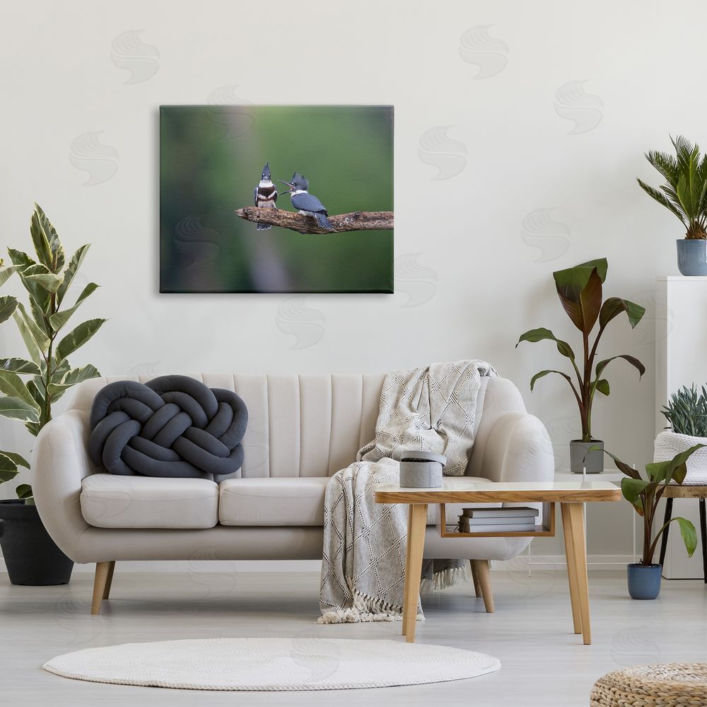 Christopher Schlaf Blue Jays on Branch Canvas Wall Art Print in Room