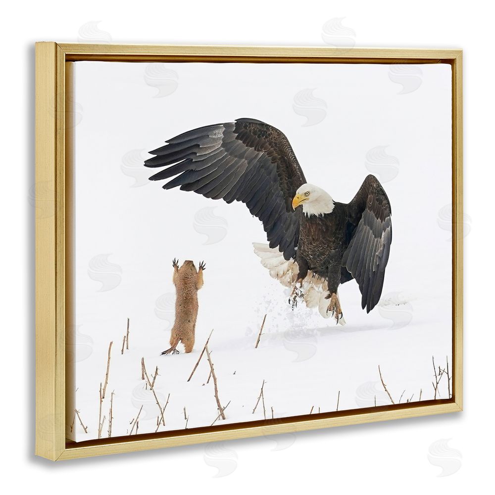 Arthur Trevino Prairie Dog & Eagle Gold Floating Frame Canvas Wall Art Print