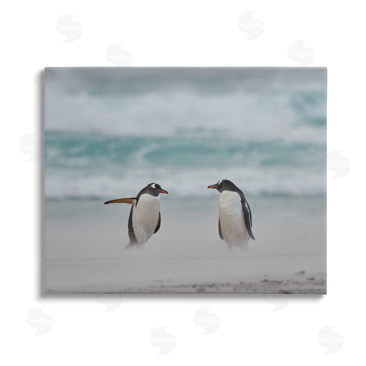 Carol Taylor Penguins on Arctic Beach Stretched Canvas Wall Art Print