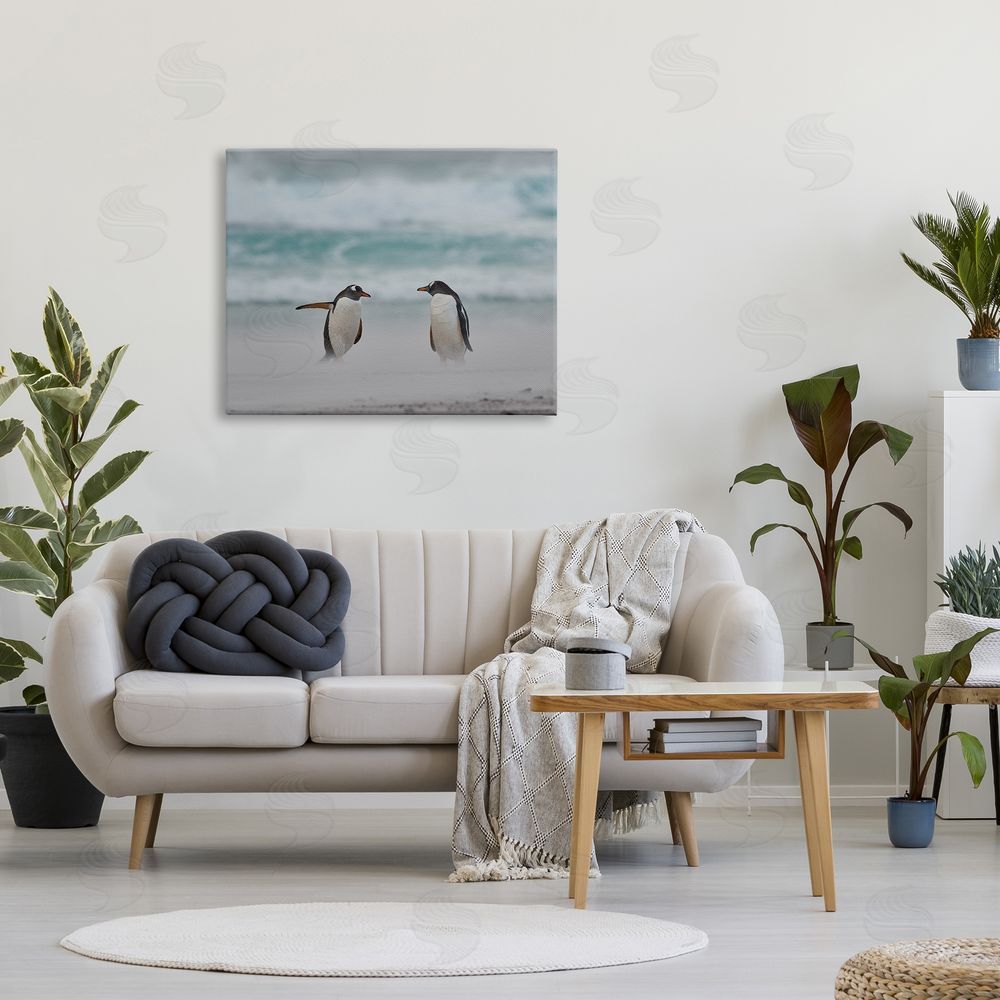 Carol Taylor Penguins on Arctic Beach Canvas Wall Art Print in Room