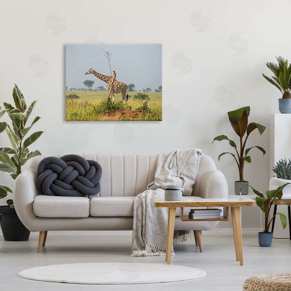 Dirk Jan Steehouwer Monkey Riding Giraffe Canvas Wall Art Print in Room