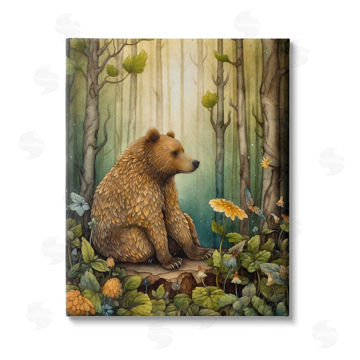 The Dutch Lady Bear in Magical Forest Stretched Canvas Wall Art Print