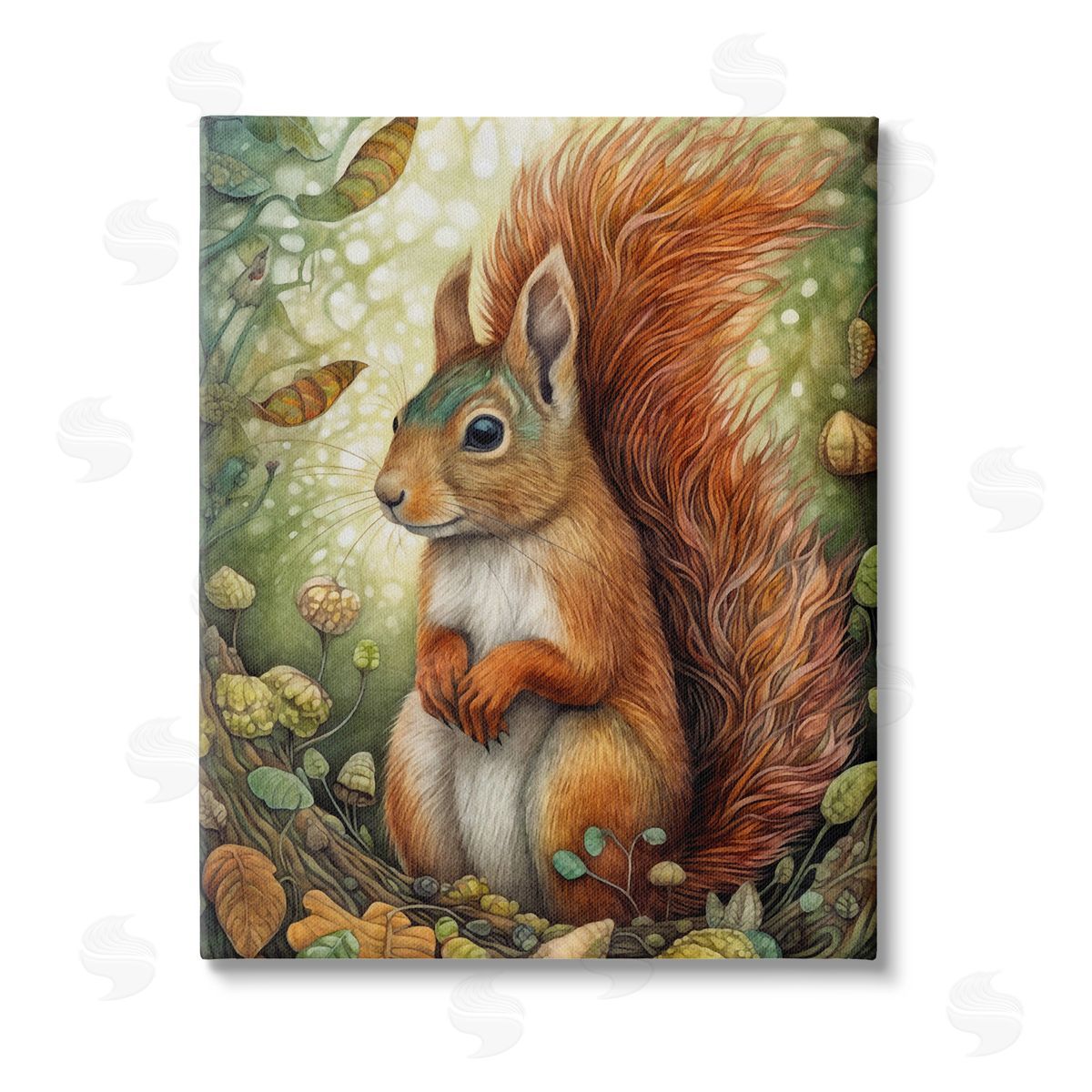 The Dutch Lady Squirrel & Forest Botanicals Stretched Canvas Wall Art Print