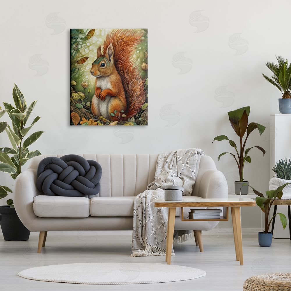 The Dutch Lady Squirrel & Forest Botanicals Canvas Wall Art Print in Room