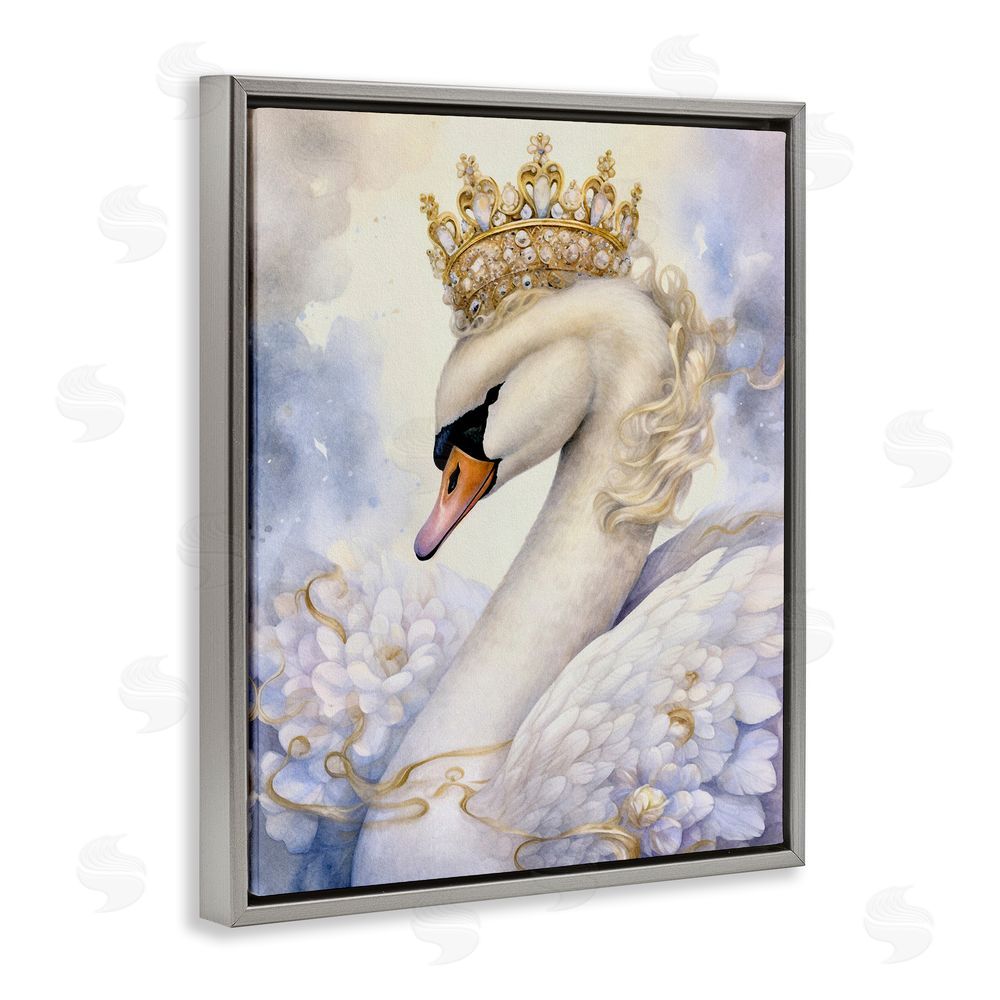 The Dutch Lady Elegant Princess Swan Grey Floating Frame Canvas Wall Art Print