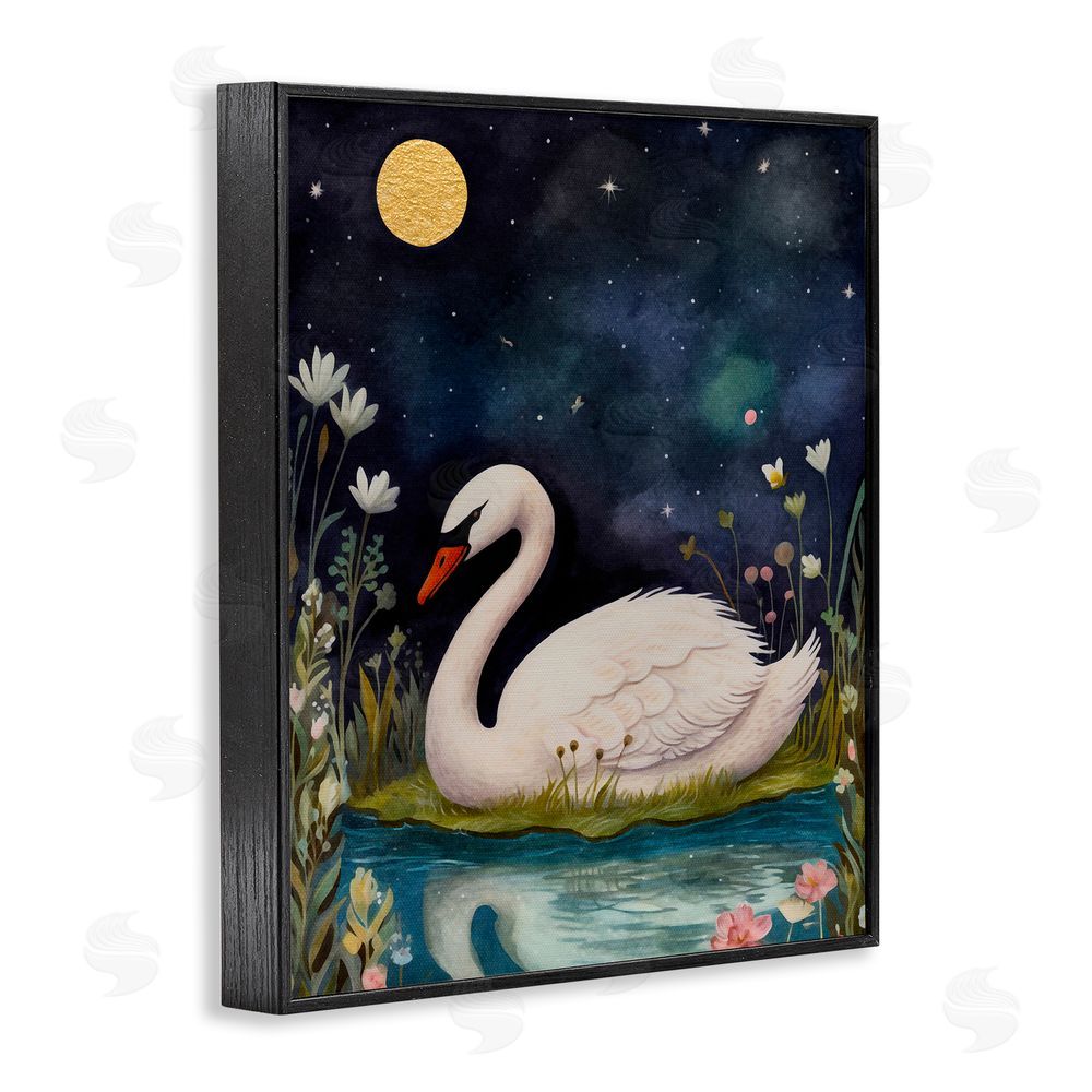 The Dutch Lady Sleeping Swan Night Sky Black Framed Giclee Wall Art Print