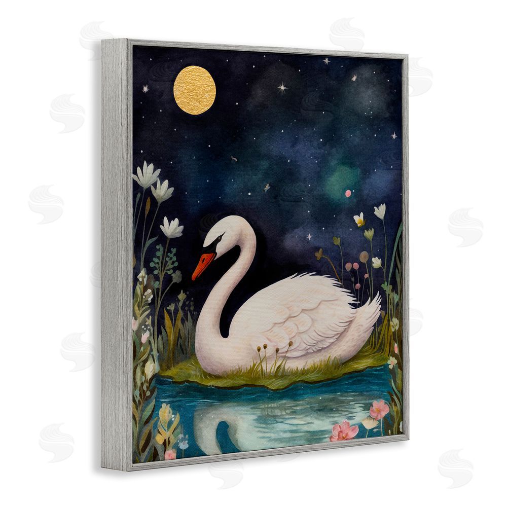 The Dutch Lady Sleeping Swan Night Sky Gray Framed Giclee Wall Art Print
