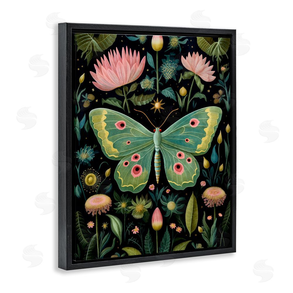 The Dutch Lady Moth with Nature Botanicals Black Floating Frame Canvas Wall Art Print