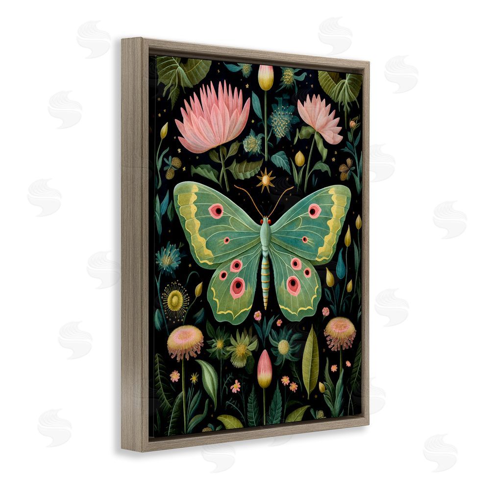 The Dutch Lady Moth with Nature Botanicals Brown Floating Frame Canvas Wall Art Print