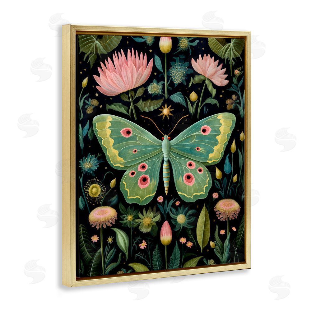 The Dutch Lady Moth with Nature Botanicals Gold Floating Frame Canvas Wall Art Print
