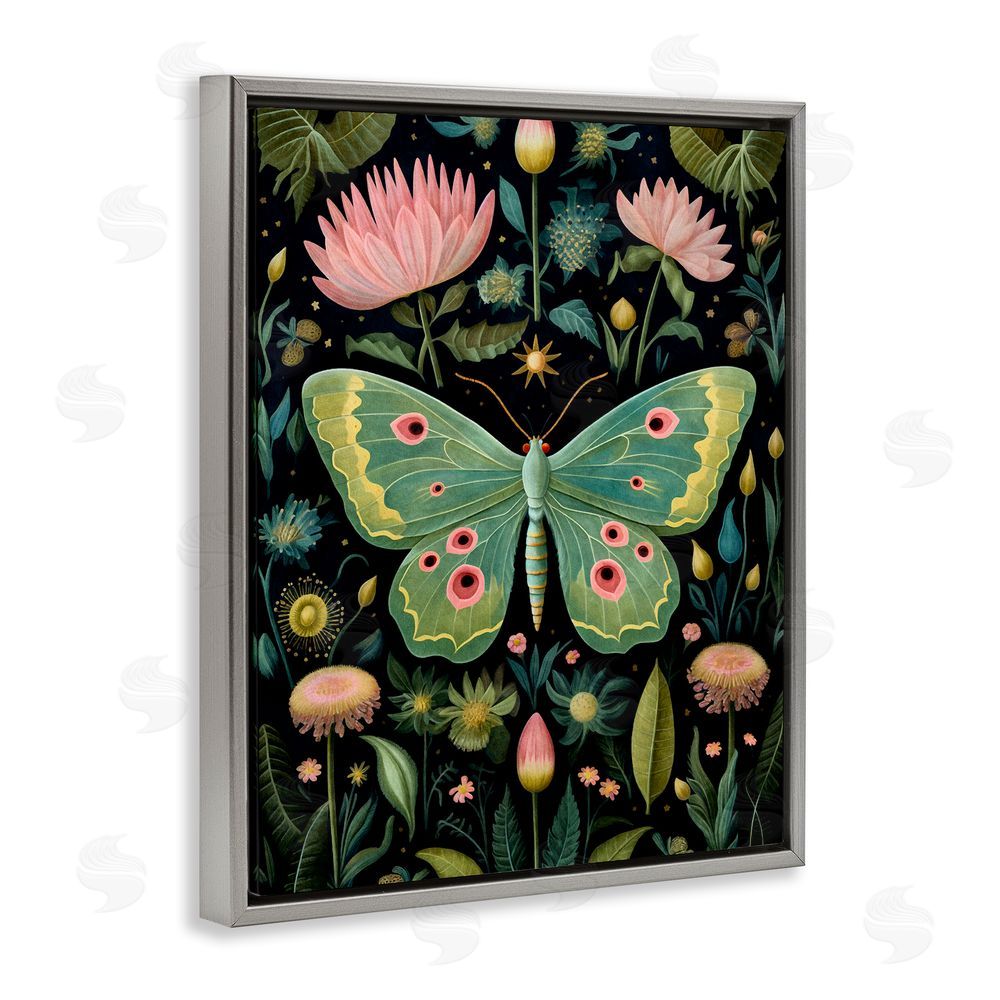 The Dutch Lady Moth with Nature Botanicals Grey Floating Frame Canvas Wall Art Print