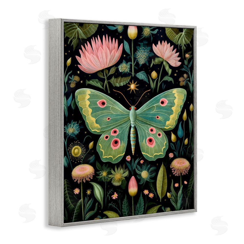 The Dutch Lady Moth with Nature Botanicals Gray Framed Giclee Wall Art Print