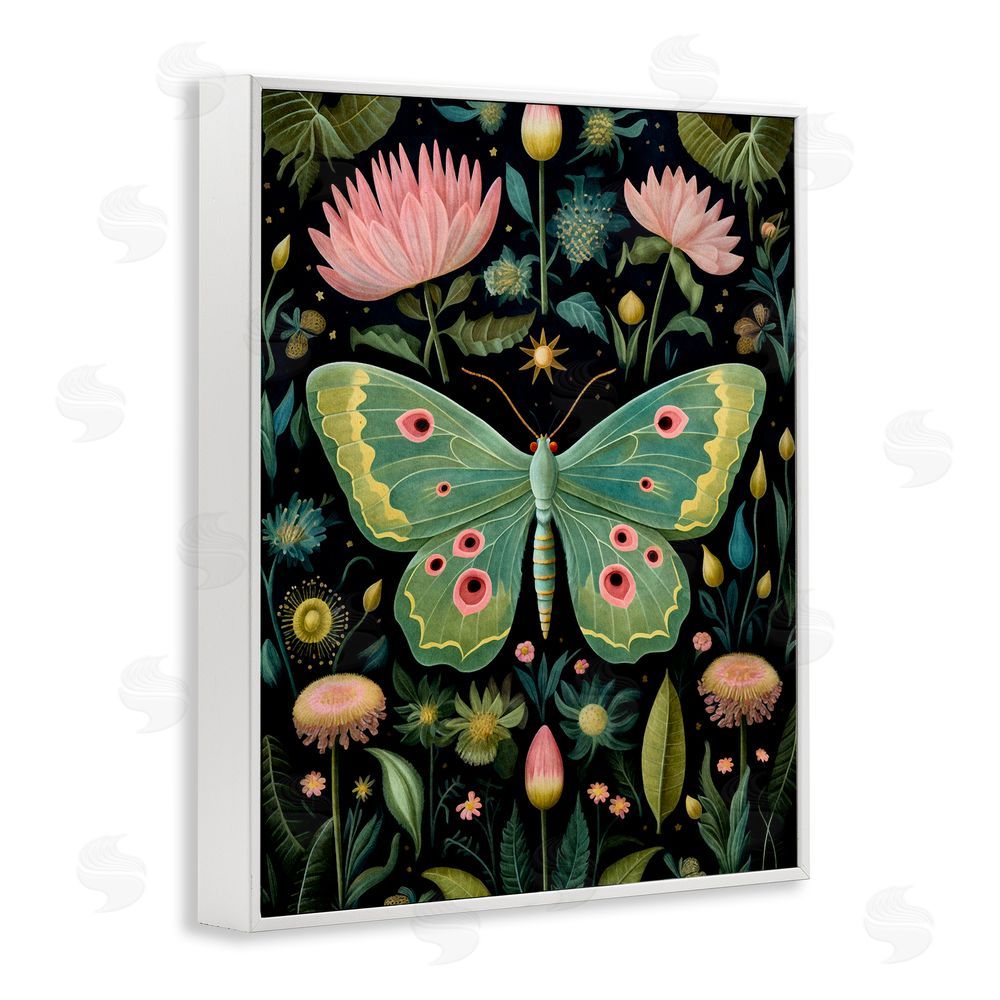 The Dutch Lady Moth with Nature Botanicals White Framed Giclee Wall Art Print
