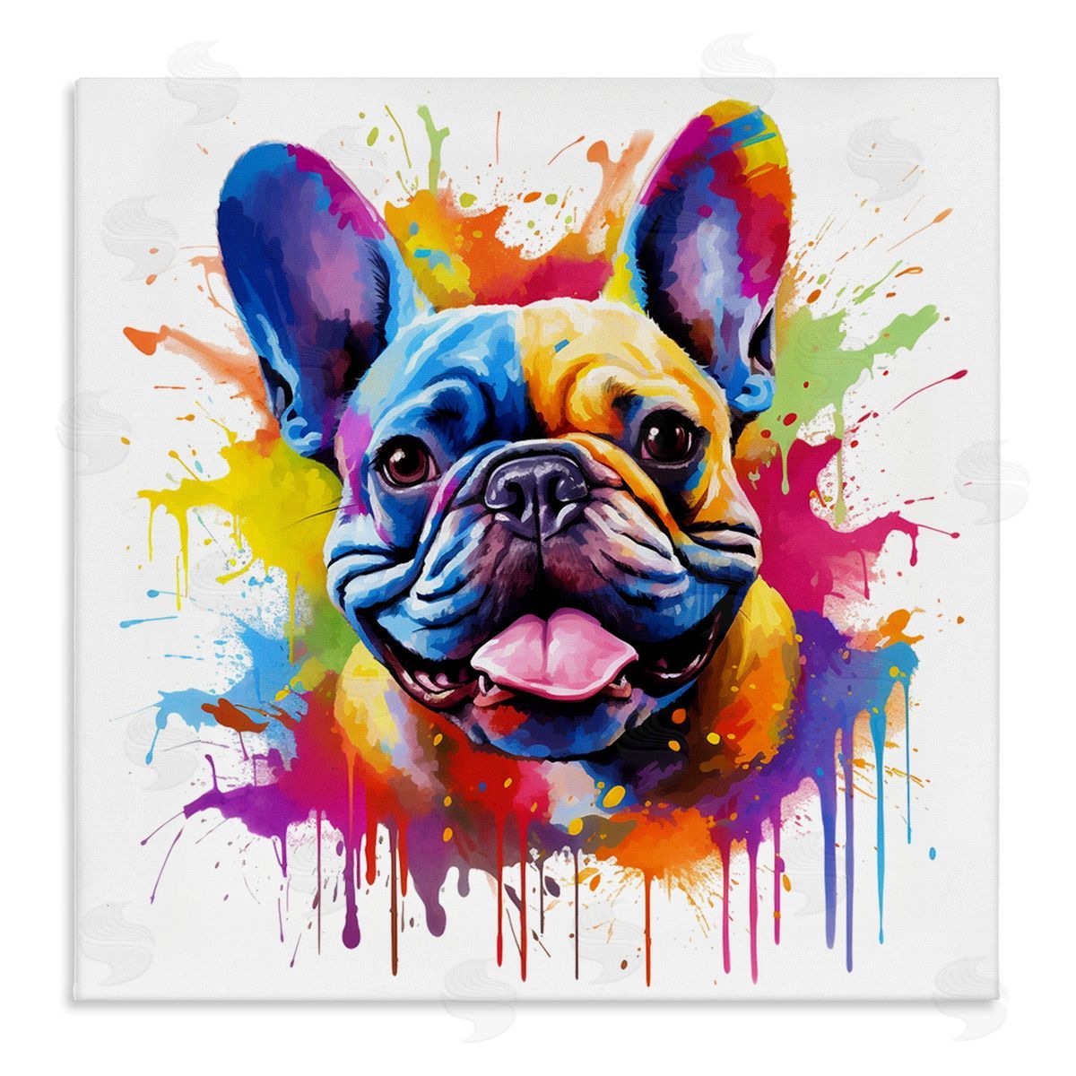 French Bulldog Modern Splash Canvas Wall Art, Home Decor by MB Cunningham
