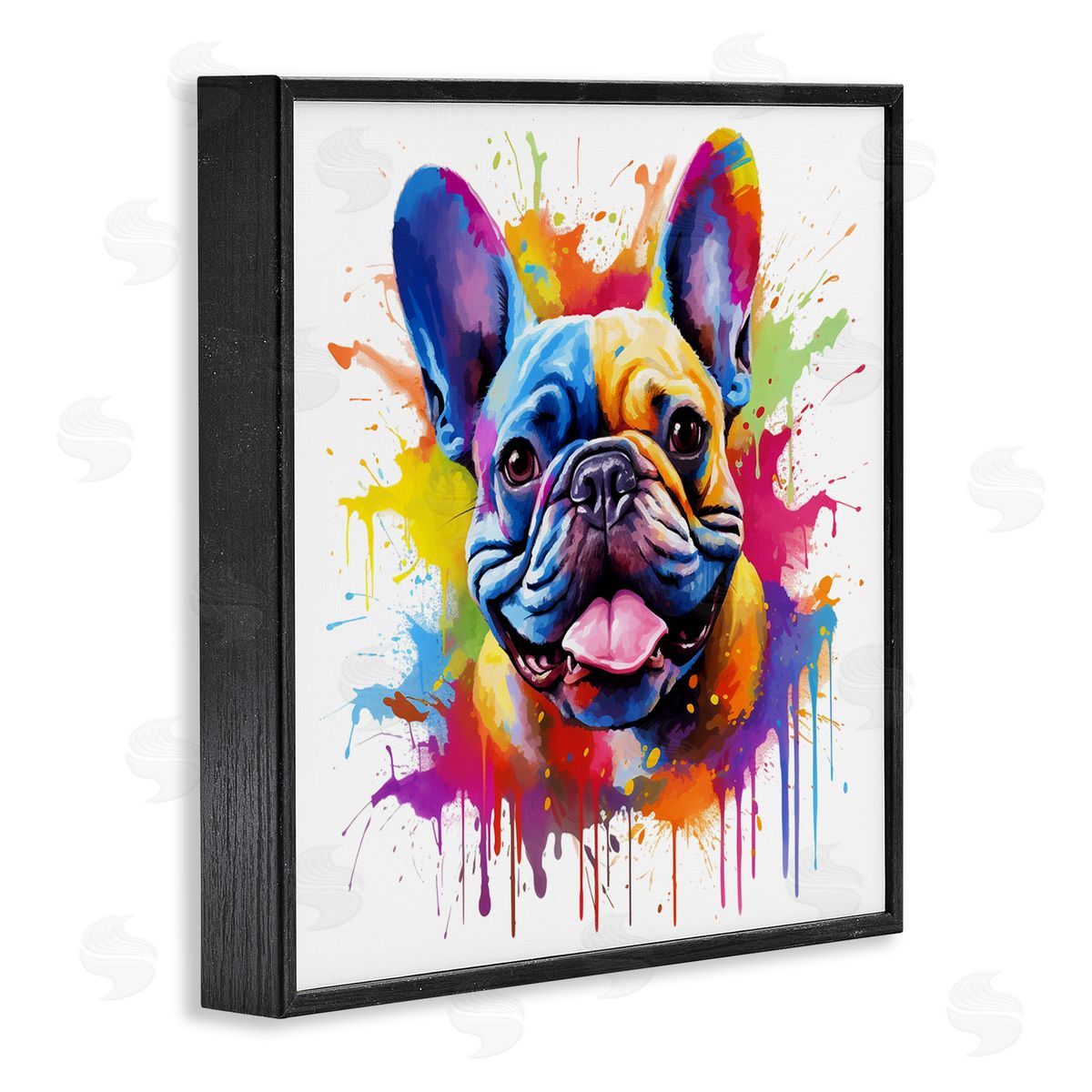 French Bulldog Modern Splash Black Frame Print Wall Art, Home Decor by MB Cunningham