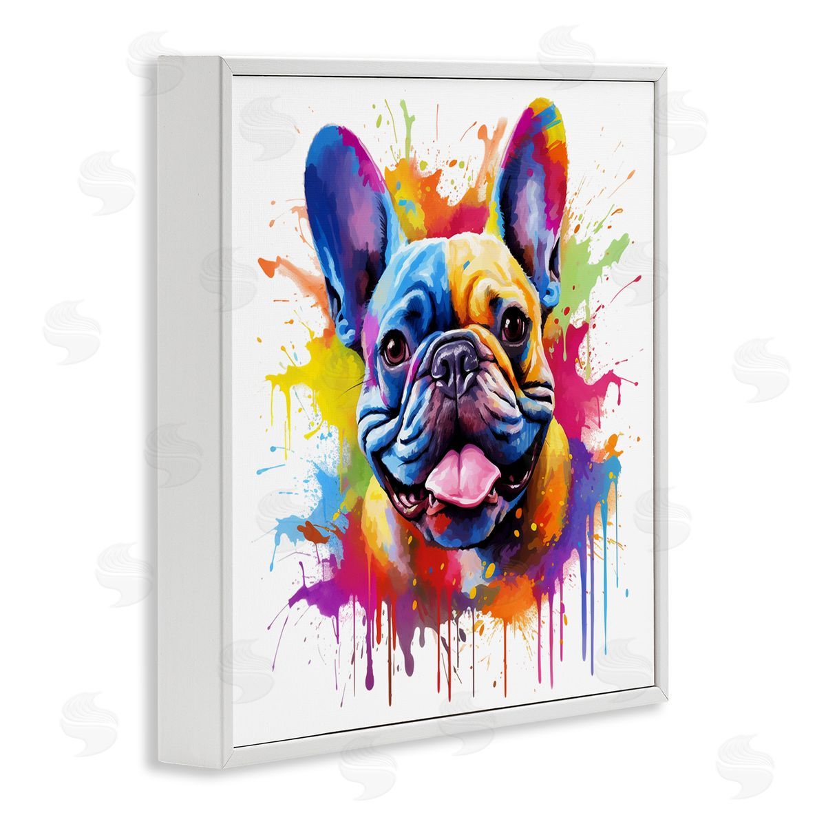 French Bulldog Modern Splash White Frame Print Wall Art, Home Decor by MB Cunningham