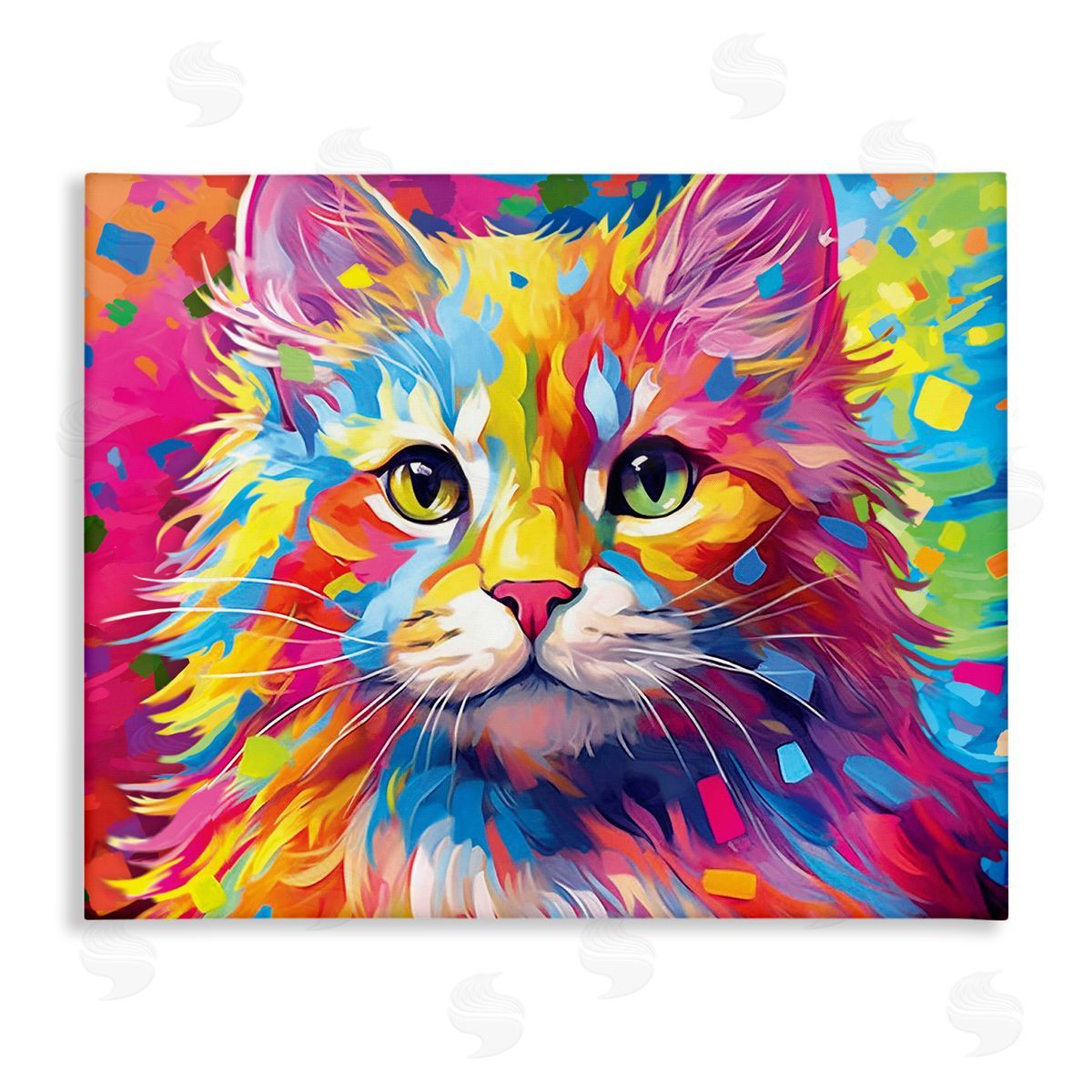 Image World Vivid Cat Painting Stretched Canvas Wall Art Print
