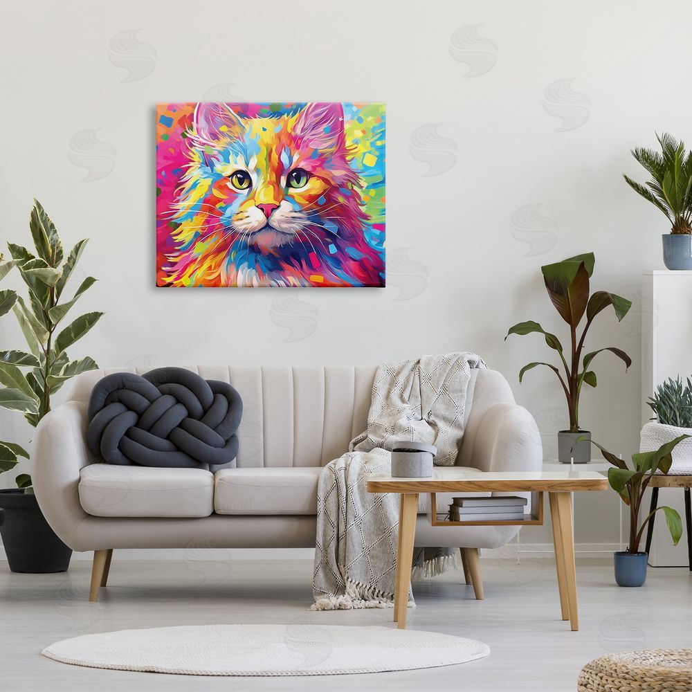 Image World Vivid Cat Painting Canvas Wall Art Print in Room