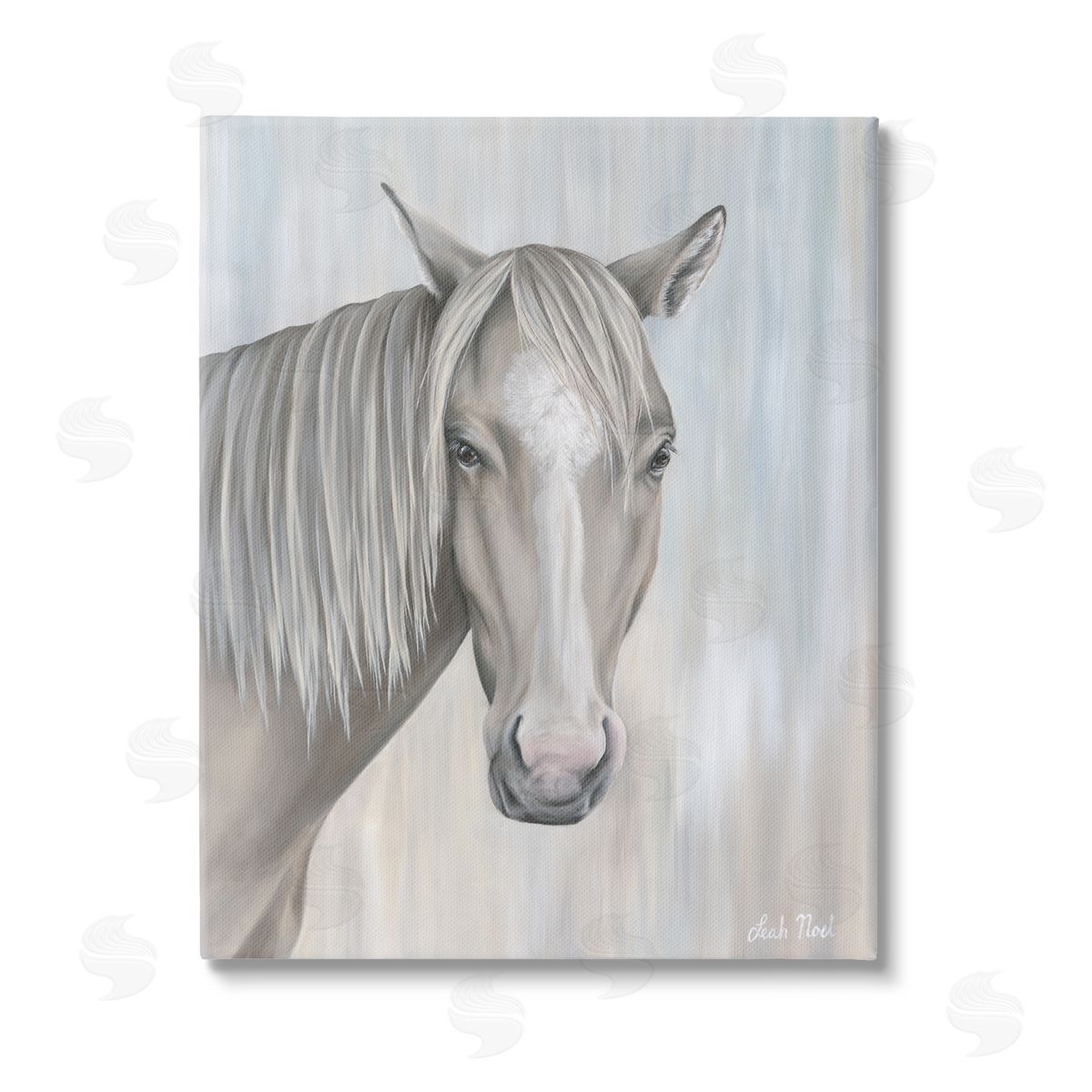 Leah Noel Art Neutral Grey Horse Portrait Stretched Canvas Wall Art Print