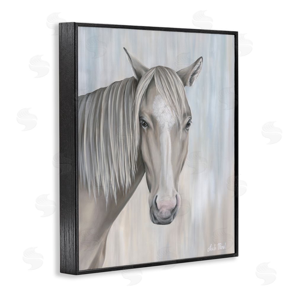 Leah Noel Art Neutral Grey Horse Portrait Black Framed Giclee Wall Art Print
