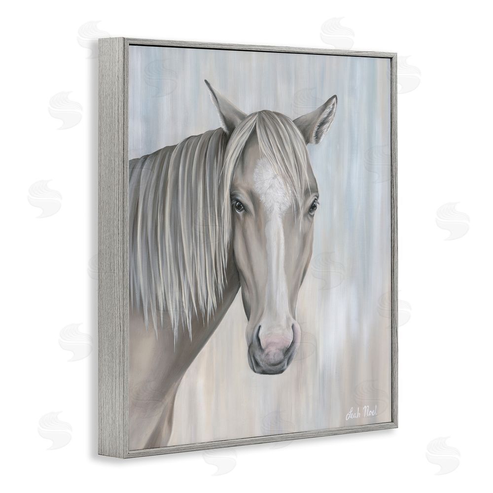 Leah Noel Art Neutral Grey Horse Portrait Gray Framed Giclee Wall Art Print