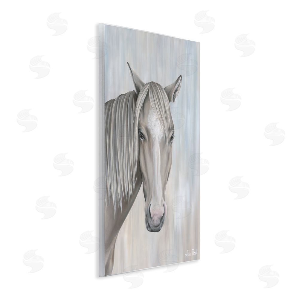 Leah Noel Art Neutral Grey Horse Portrait Wall Plaque Art Print