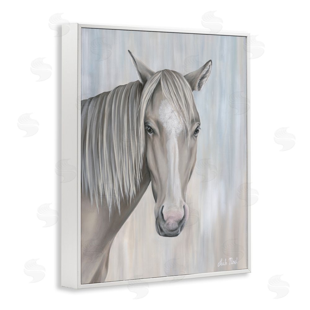Leah Noel Art Neutral Grey Horse Portrait White Framed Giclee Wall Art Print
