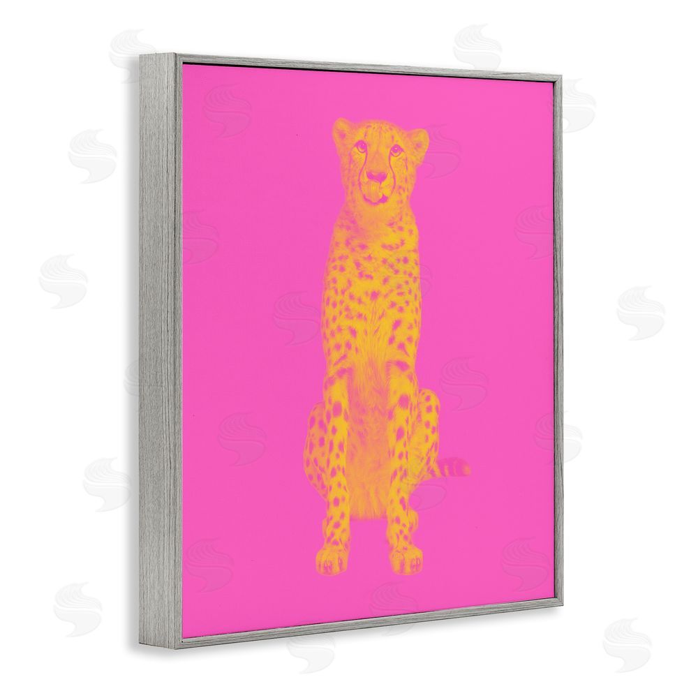 House of Lulu Pop Pink & Yellow Leopard Gray Framed Giclee Wall Art Print
