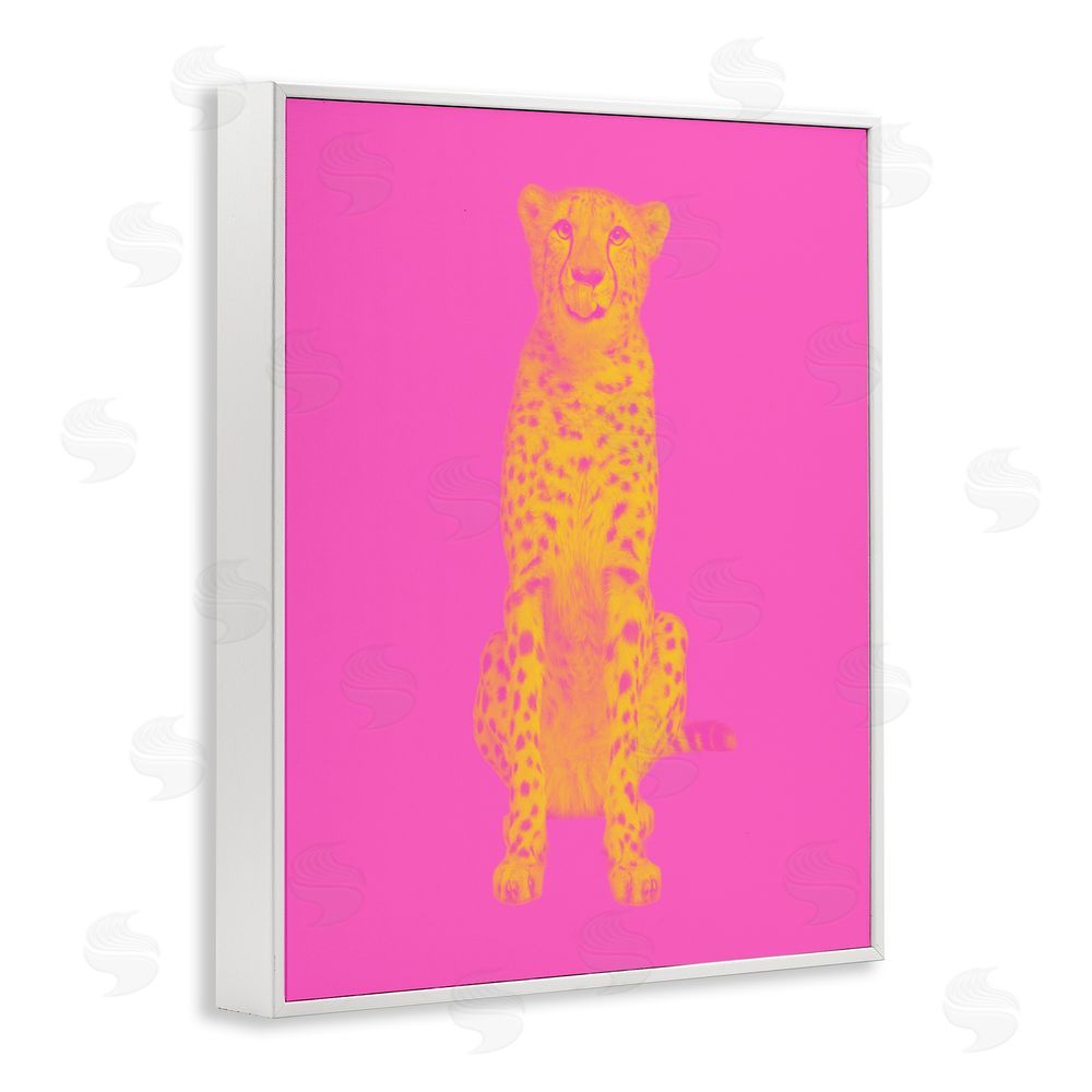 House of Lulu Pop Pink & Yellow Leopard White Framed Giclee Wall Art Print