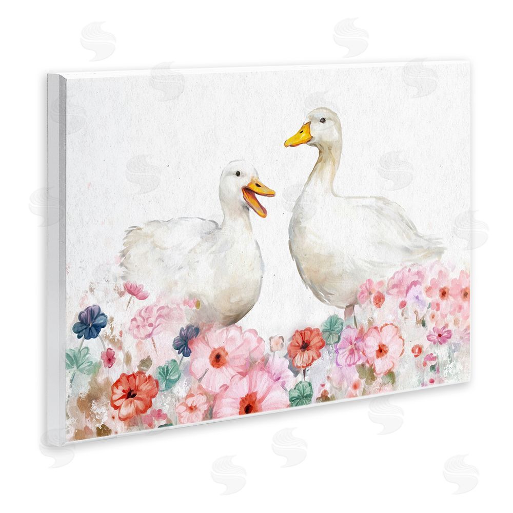 Ziwei Li Ducks & Pastel Flowers Wall Plaque Art Print