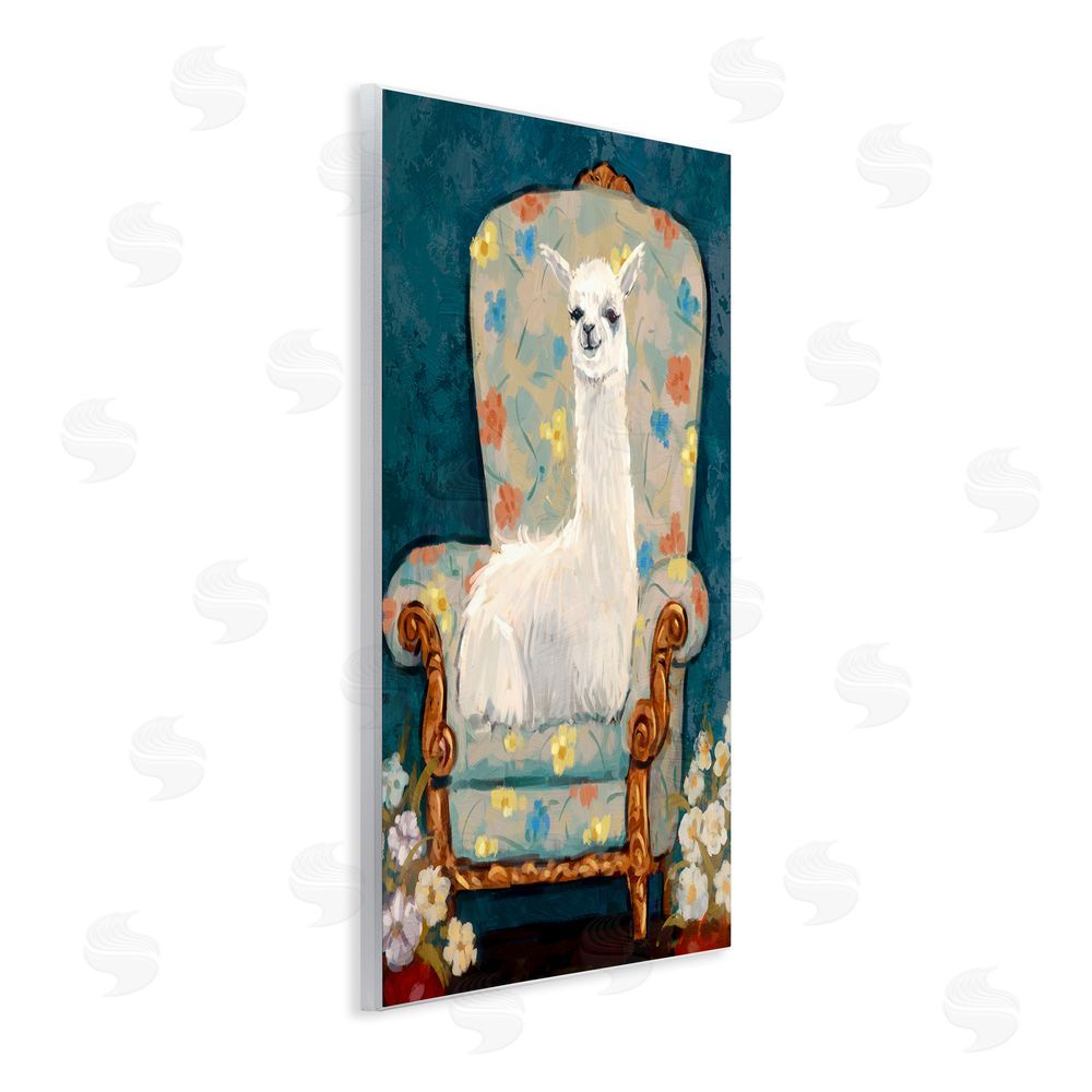 Ziwei Li Llama on Floral Armchair Wall Plaque Art Print