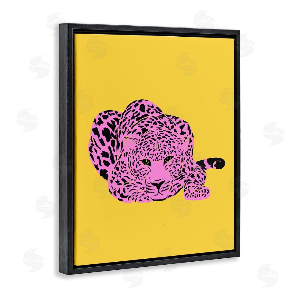 House of Lulu Pop Style Leopard Black Floating Frame Canvas Wall Art Print