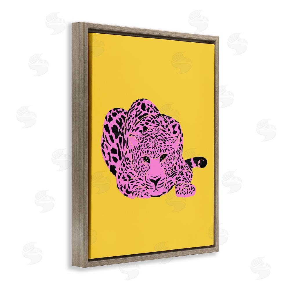 House of Lulu Pop Style Leopard Brown Floating Frame Canvas Wall Art Print