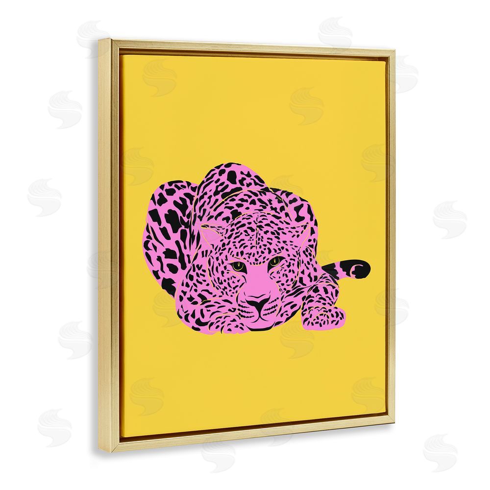 House of Lulu Pop Style Leopard Gold Floating Frame Canvas Wall Art Print