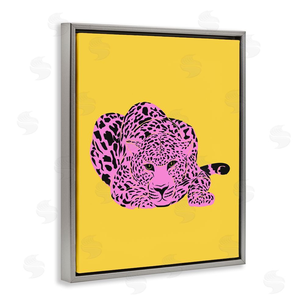 House of Lulu Pop Style Leopard Grey Floating Frame Canvas Wall Art Print
