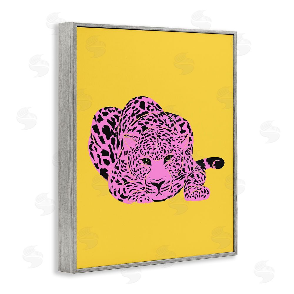 House of Lulu Pop Style Leopard Gray Framed Giclee Wall Art Print