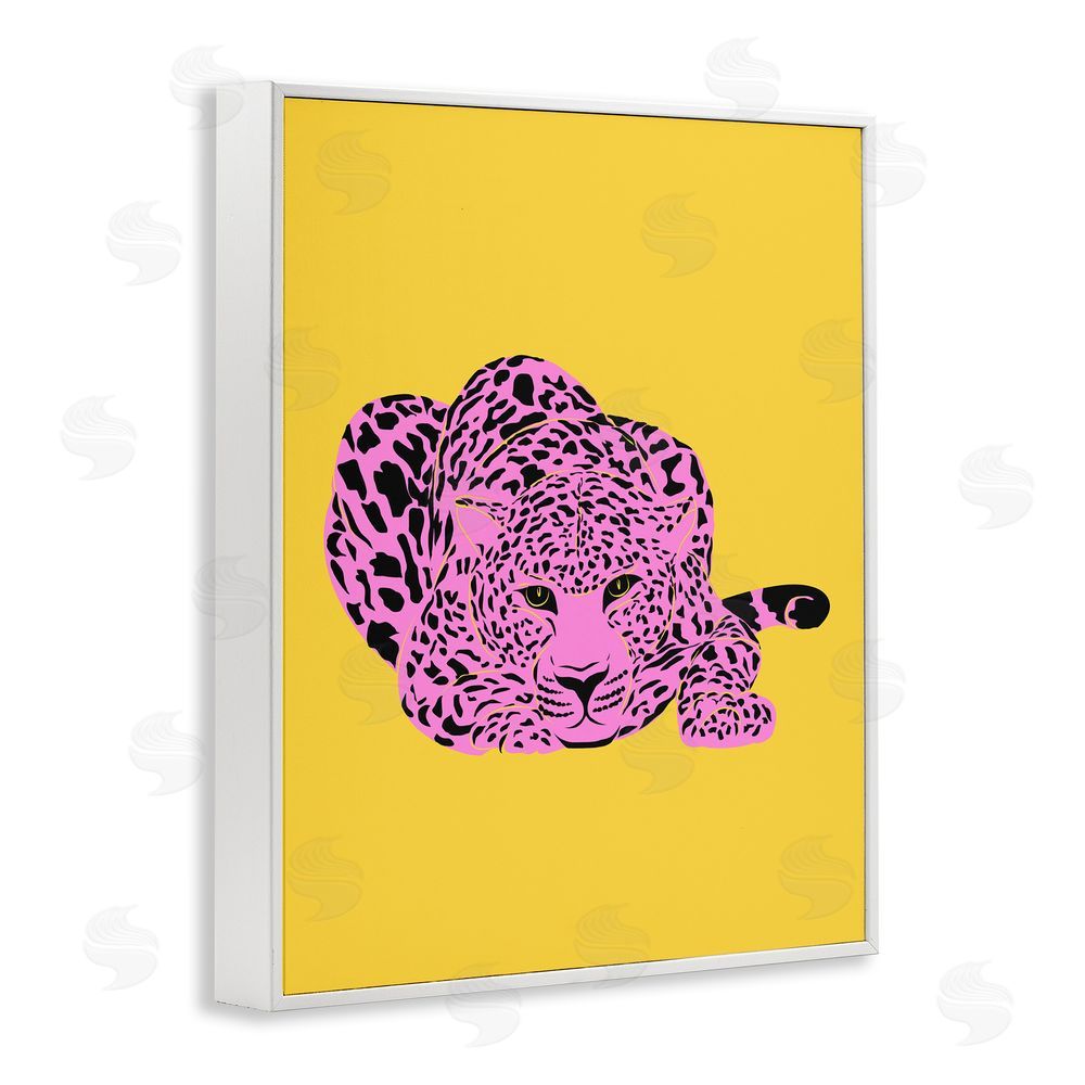 House of Lulu Pop Style Leopard White Framed Giclee Wall Art Print