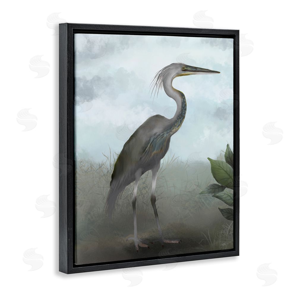 Elizabeth Medley Heron in Nature Study Black Floating Frame Canvas Wall Art Print
