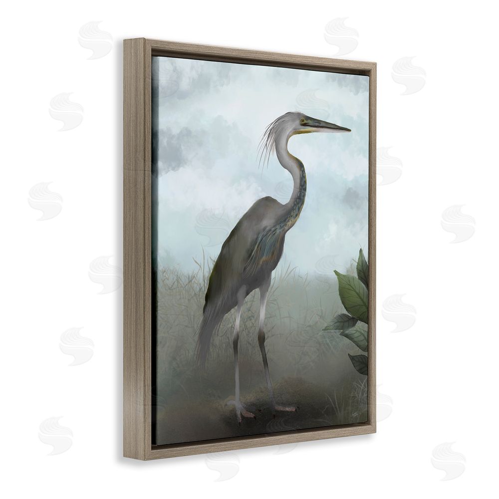 Elizabeth Medley Heron in Nature Study Brown Floating Frame Canvas Wall Art Print