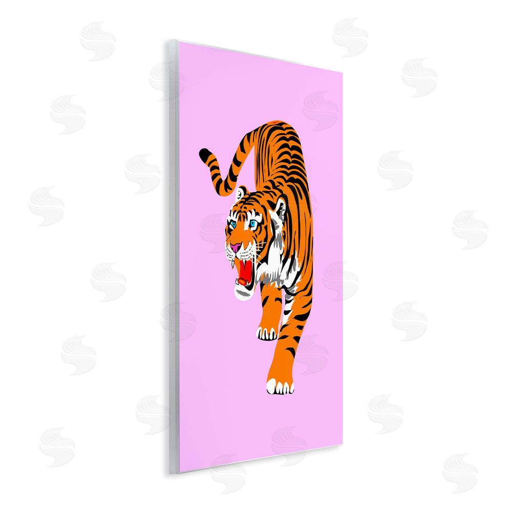 House of Lulu Roaring Tiger on Pink Wall Plaque Art Print