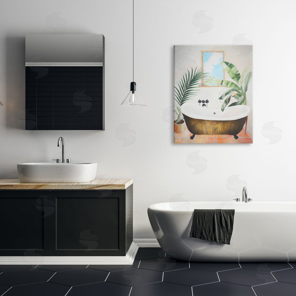 Ramona Murdock Tub with Tropical Plants Canvas Wall Art Print in Room