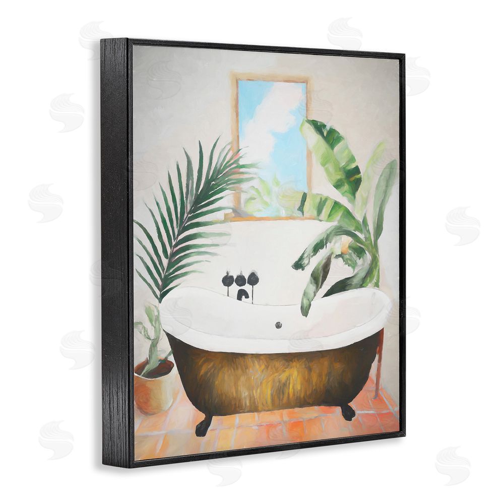 Ramona Murdock Tub with Tropical Plants Black Framed Giclee Wall Art Print