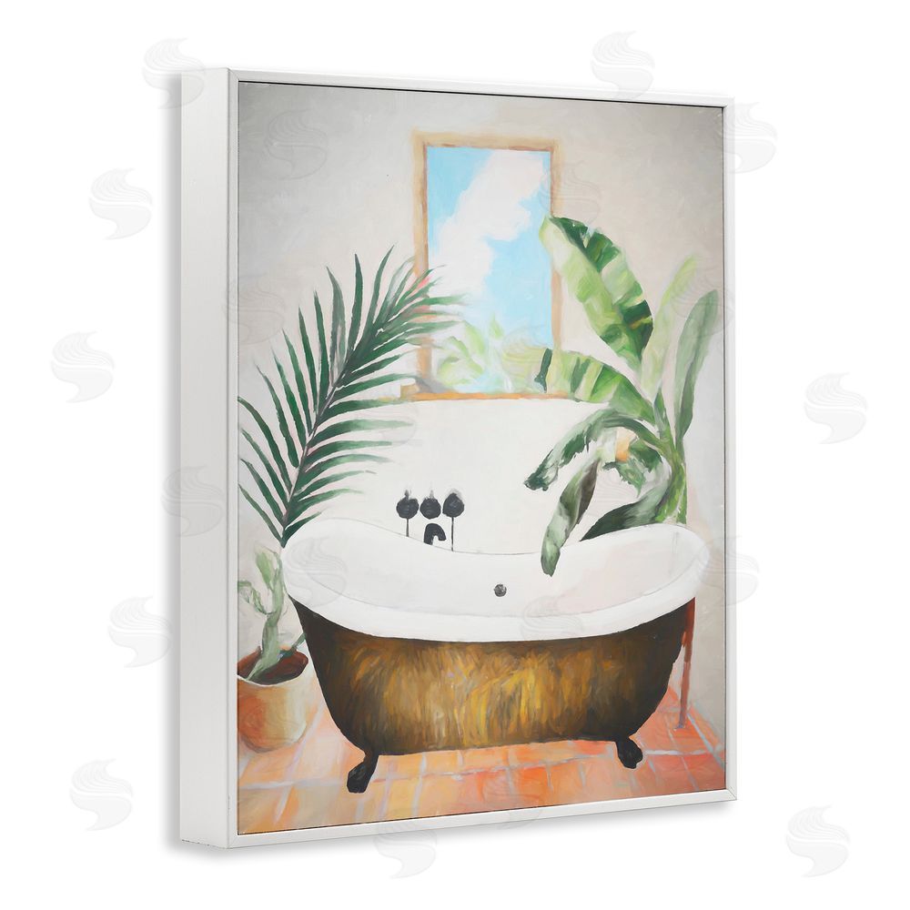 Ramona Murdock Tub with Tropical Plants White Framed Giclee Wall Art Print