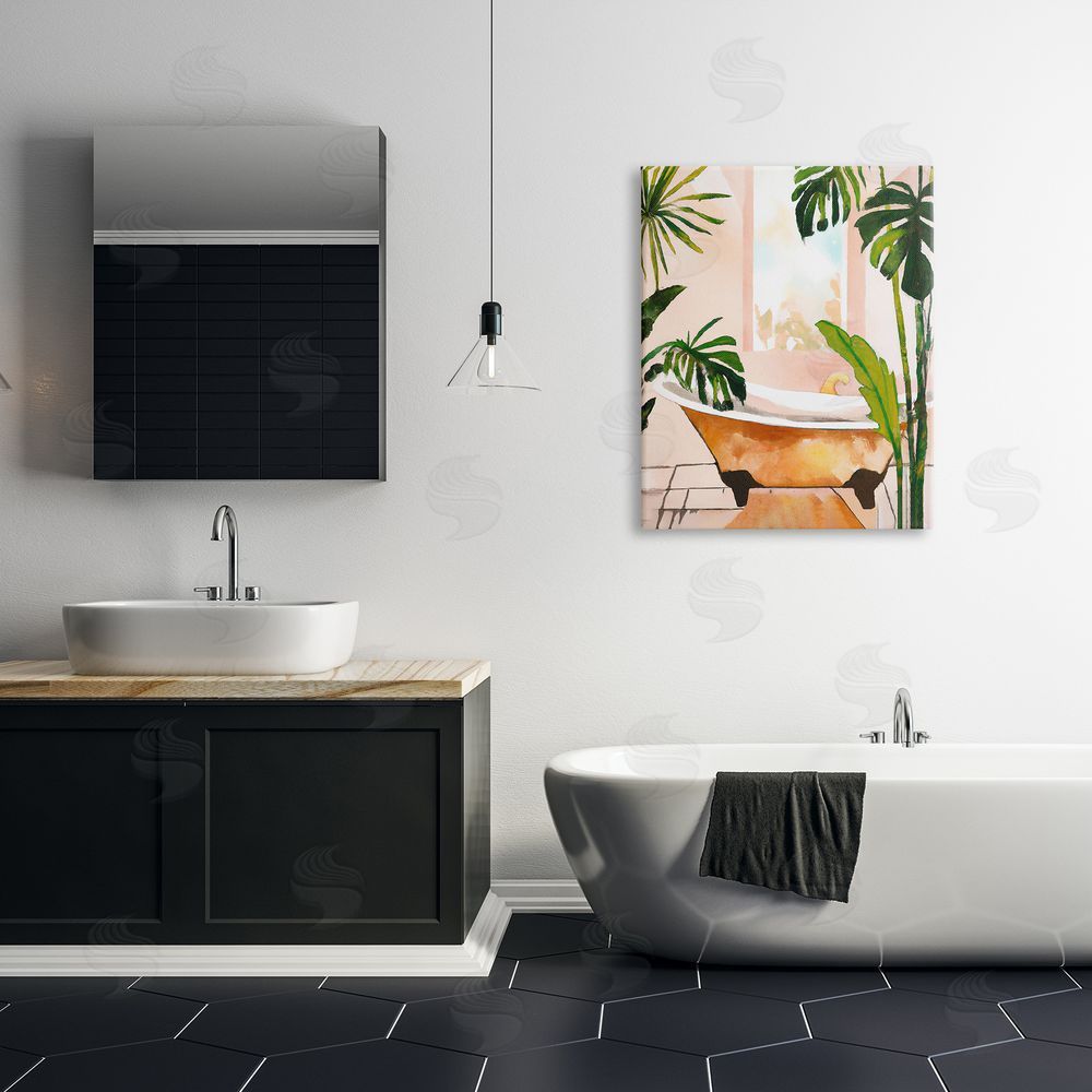 Ramona Murdock Tropical Plants & Bathtub Canvas Wall Art Print in Room