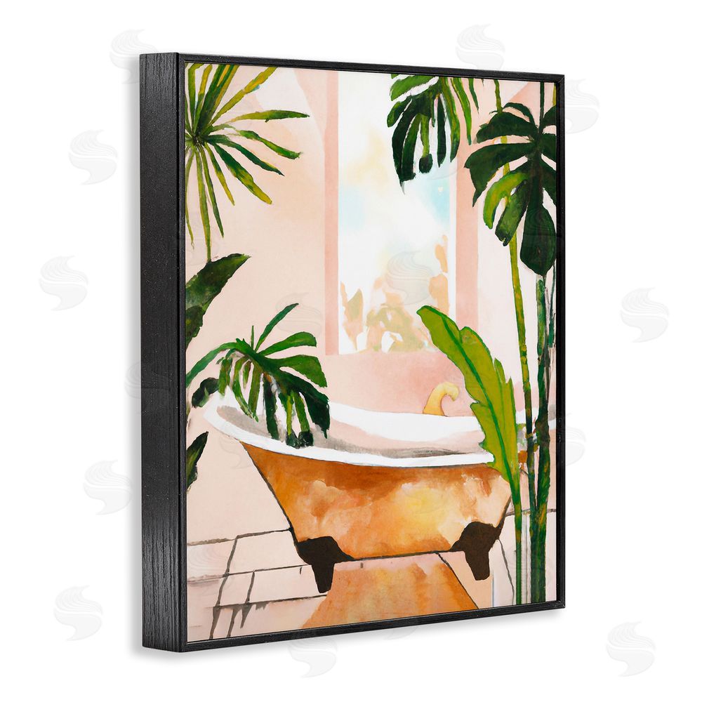 Ramona Murdock Tropical Plants & Bathtub Black Framed Giclee Wall Art Print