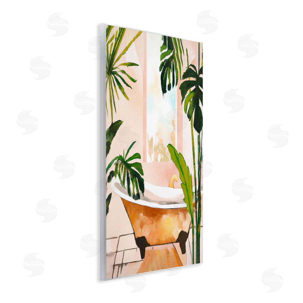 Ramona Murdock Tropical Plants & Bathtub Wall Plaque Art Print